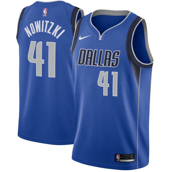 Men Dallas Mavericks #41 Nowitzki Blue Game Nike NBA Jerseys